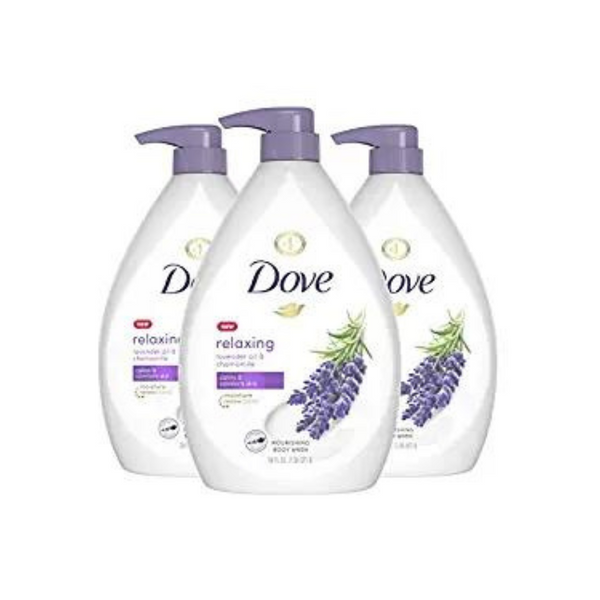 3 Bottles of Dove Relaxing Body Wash, Lavender Oil and Chamomile