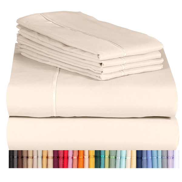 Juego de sábanas de 6 piezas, suave y sedoso, para hotel (5 colores)
