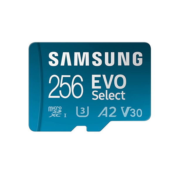 Tarjeta de memoria microSDXC Samsung Evo Select U3 A2/V30 de 256 GB con adaptador