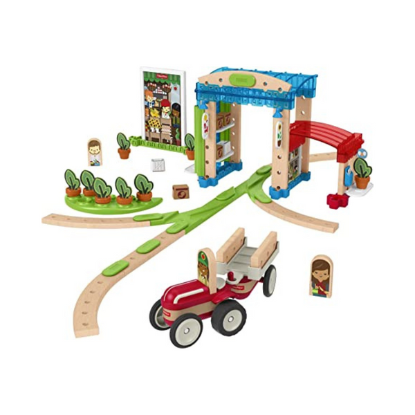 Sistema de diseño Fisher-Price Wonder Makers construido alrededor de la ciudad Conjunto de construcción y vías