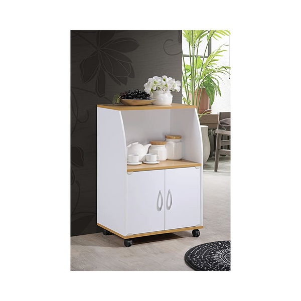 Hodedah Mini carrito para microondas con dos puertas y estante para almacenamiento