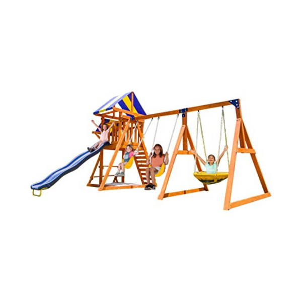 Sportspower Willow Creek - Juego de columpios de madera para niños al aire libre