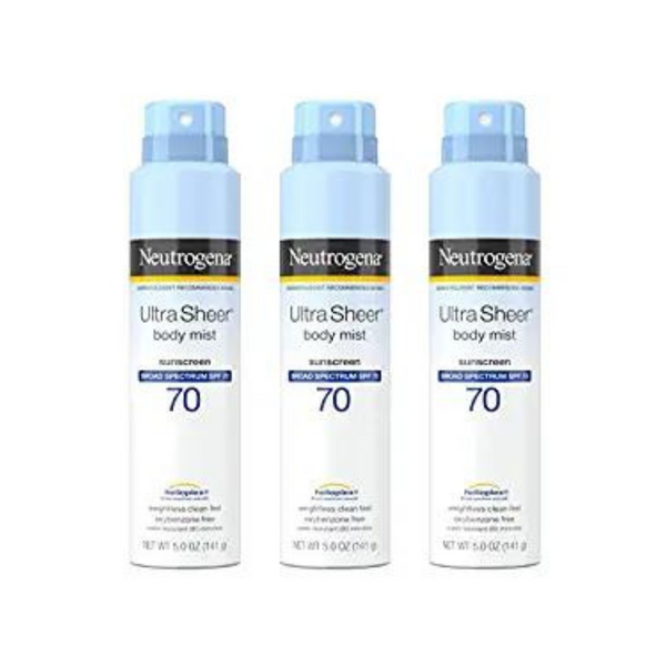 Pack of 3 Neutrogena Ultra Sheer Body Mist SPF 70 Broad Spectrum Sunscreen Spray