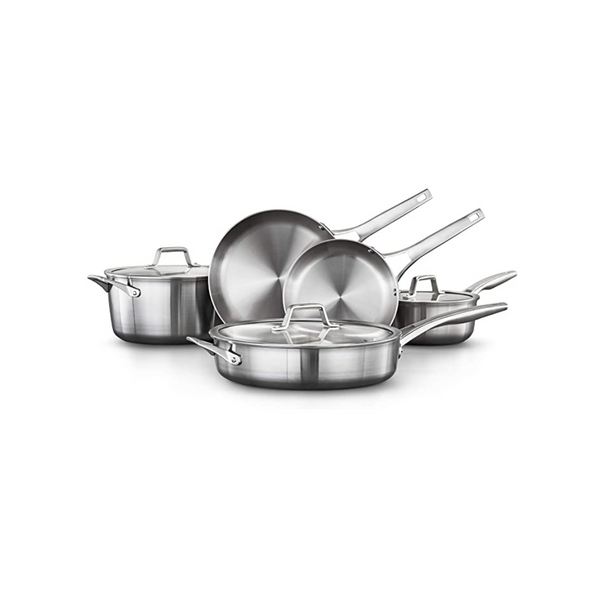 Calphalon Juego de ollas y sartenes de 8 piezas, utensilios de cocina de acero inoxidable