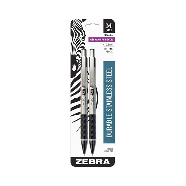 2-Pack Zebra Pen M-301 Mechanical Pencil, Fine Point, 0.5mm