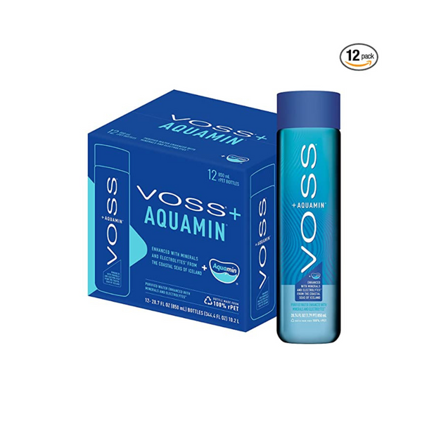 12 Bottles of VOSS+ Aquamin Premium Purified Water Enhanced with Minerals