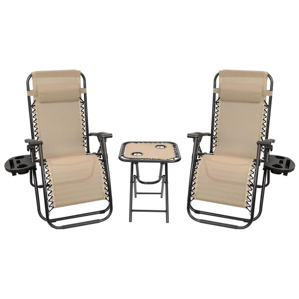 2 Zero Gravity Chairs with Table and Cup Holders (3 Colors)