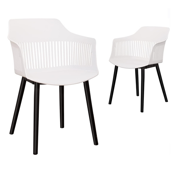 2 CangLong Modern Hollow Back Plastic Arm Chairs