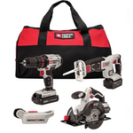 Porter-Cable 20V MAX 4-Tool Cordless Power Tool Set with 2 Batteries and Charger