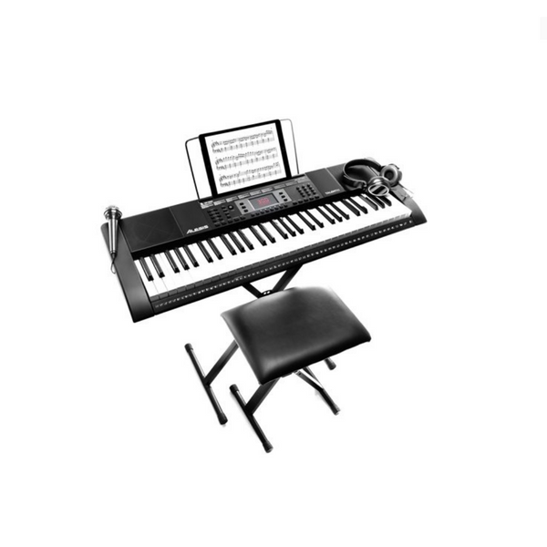 Teclado portátil de 61 teclas con parlantes, soporte y silla integrados