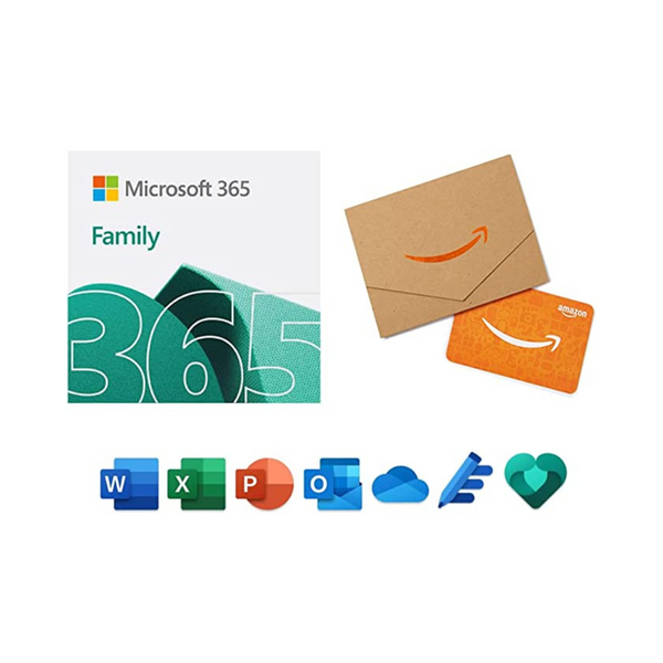 Suscripción de 12 meses al plan familiar de Microsoft 365 [6 personas) + Tarjeta de regalo de Amazon de $50