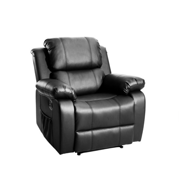 Black PU Heating Massage Recliner with 8-Vibration Motors