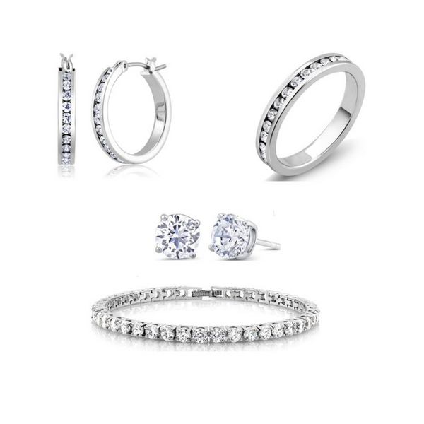 Juego de regalo de joyería Eternity Classic de 4 piezas con empaque de regalo