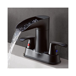Waterfall Spout Bathroom Faucet, 360° Rotatable Faucet Head & 2 Handles Dual Control