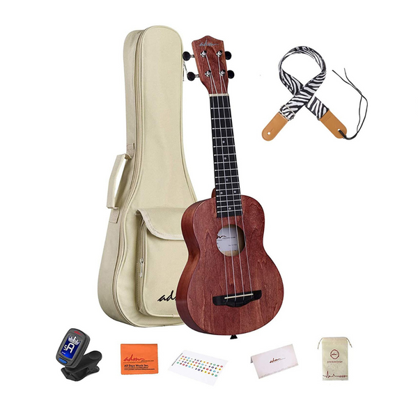 Kit principiante de ukelele soprano de caoba
