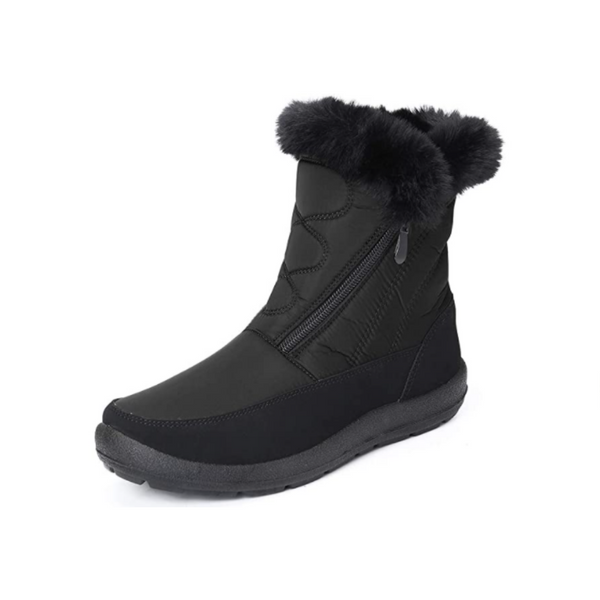 Botas de nieve con cremallera y forro de piel sin cordones para mujer (6 colores)