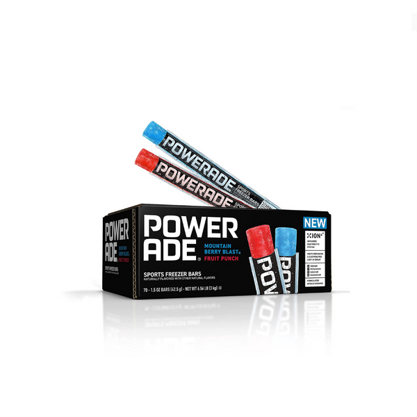 Paquete de 70 barras deportivas para congelar Powerade Mountain Berry Blast y ponche de frutas