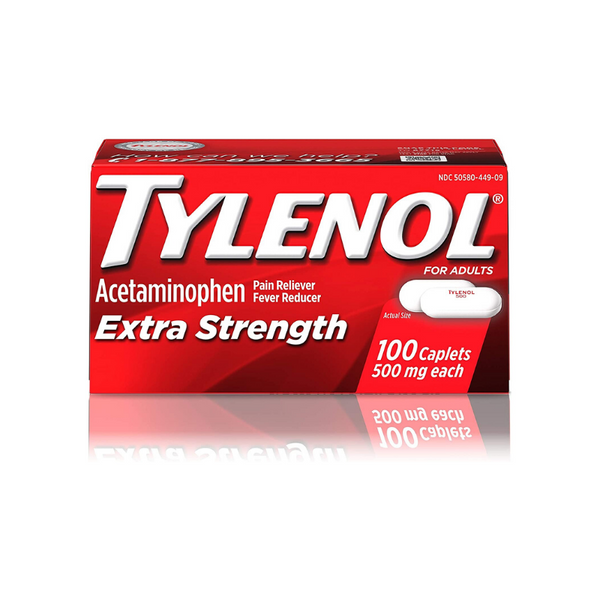 100 Tylenol Extra Strength Caplets with 500 mg