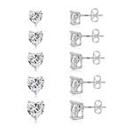 925 Sterling Silver Post Stud Earrings Set (4 Colors)