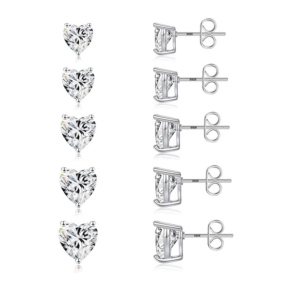 Juego de aretes con forma de poste de plata de ley 925 (4 colores)