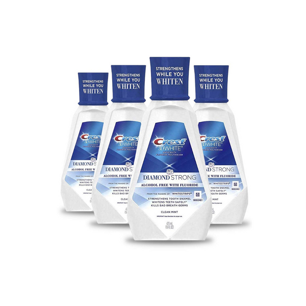 4 botellas de enjuague bucal fuerte Crest 3D White Diamond