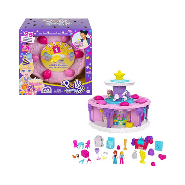 Polly Pocket Birthday Cake Countdown, 7 Play Areas, 25 Surprises