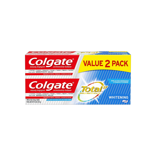Pasta dental blanqueadora total Colgate - 4.8 onzas (paquete de 2)