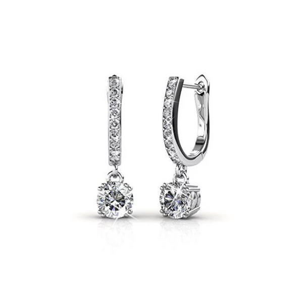 18k White Gold Plated Dangling Earrings with Swarovski Crystals (3 Colors)