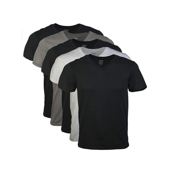 5 Gildan Men's V-Neck T-Shirts