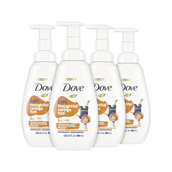 4 Bottles of Dove Foaming Body Wash For Kids Coconut Cookie