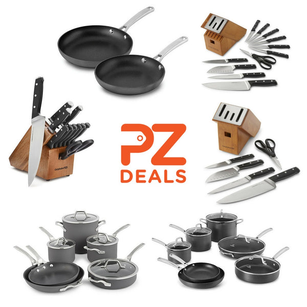 Ahorre en juegos de utensilios de cocina, juegos de cuchillos y sartenes Calphalon