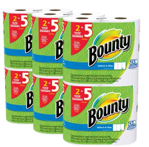 12 huge rolls of Bounty paper towels