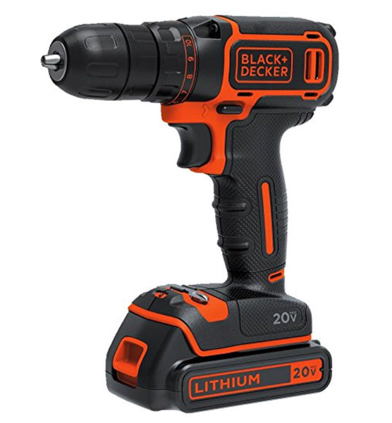 Taladro/atornillador de velocidad única de litio Black &amp; Decker 20V MAX