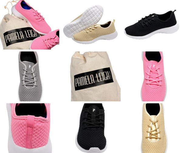 Pamela Leigh Women's Fashion Sneakers With Draw String Bag