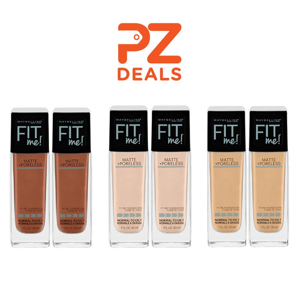 2 Pack Maybelline New York Fit Me Matte + Poreless Liquid Foundation Makeup