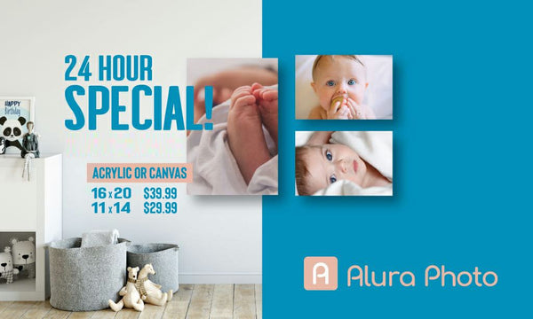 24 Hour Mega Sale! 45% Off Canvas or Acrylic prints at Aluraphoto.com