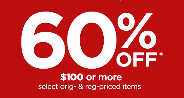 60% off $100 or more on select orders from JCPenney