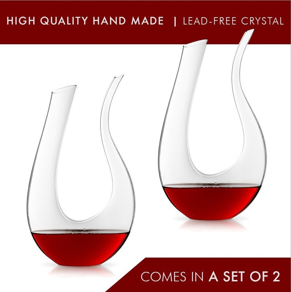 Set Of 2 Cigno Red Wine Decanters