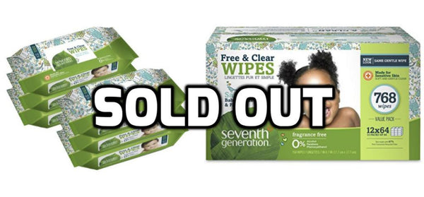 Pack of 384 or 768 Seventh Generation Free & Clear baby wipes