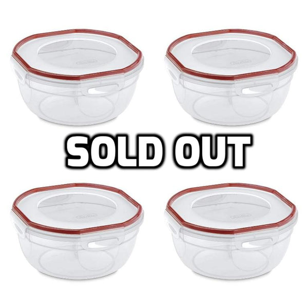 Pack of 4 Sterilite 2.5 Quart Bowl With Ultra-Seal Lid
