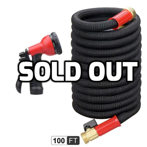 100 Foot Expandable Garden Hose With High Pressure Sprayer Nozzle