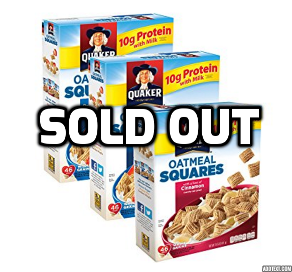 Pack of 3 Quaker Oatmeal Squares Breakfast Cereal