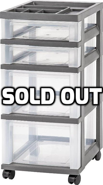IRIS 4-Drawer Storage Cart with Organizer Top