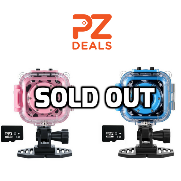 Kids waterproof camera with video recording and 8GB memory card