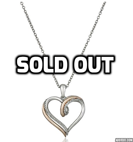 14K Rose Gold over Sterling Silver Diamond Heart Pendant Necklace