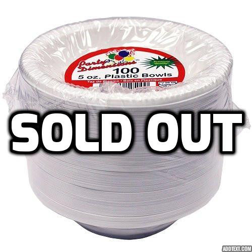 Pack of 100 disposable plastic bowls, 5 oz.