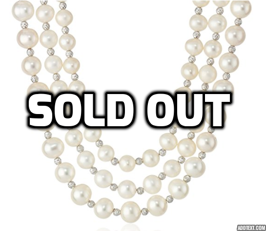 Sterling Silver Beaded 3-Row Cultured Freshwater Pearl Necklace
