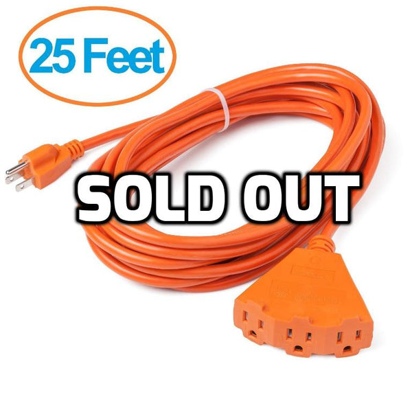 Cable de extensión de 25 pies, resistente, triangular, con 3 salidas, ClearMax