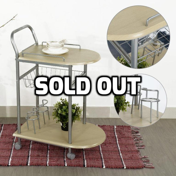 2 tier serving cart with pull out tray