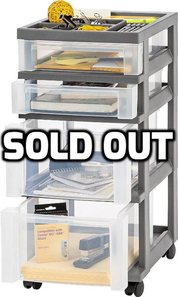 IRIS 4-drawer storage cart with organizer top